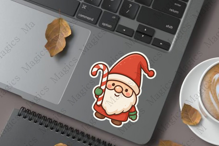 Christmas gnome holding a candy cane Sticker