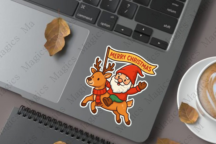 gnome riding deer Sticker