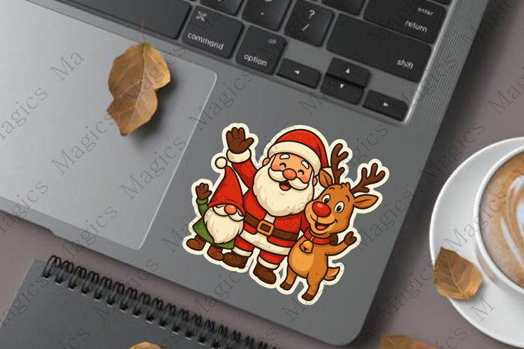 reindeer posing for a festive holiday photo Sticker