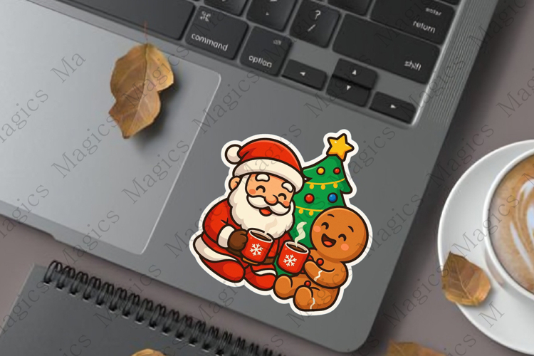 Santa and gingerbread man Sticker