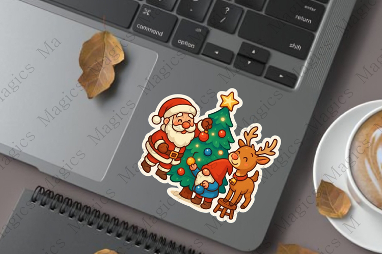 glowing Christmas tree together Sticker