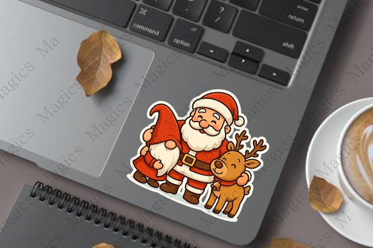 Santa Claus hugging gnome Sticker