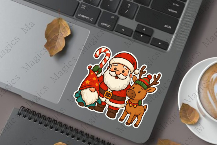 Santa Claus holding candy cane Sticker