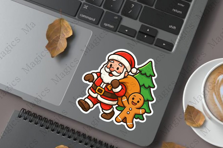 Santa Claus carrying gift Sticker