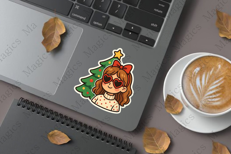 girl with heart-shaped sunglasses stickers sublimation