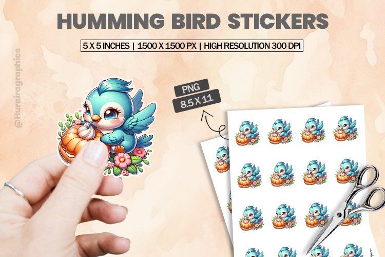 Humming Bird|Printable Animal Sticker