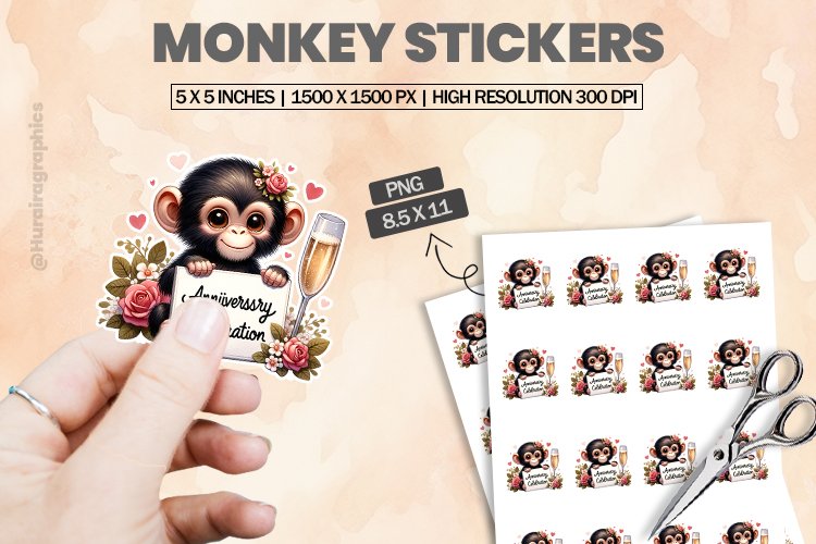 Monkey|Printable Animal Sticker