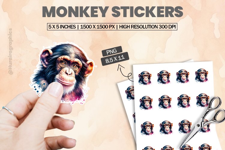 Monkey|Printable Animal Sticker