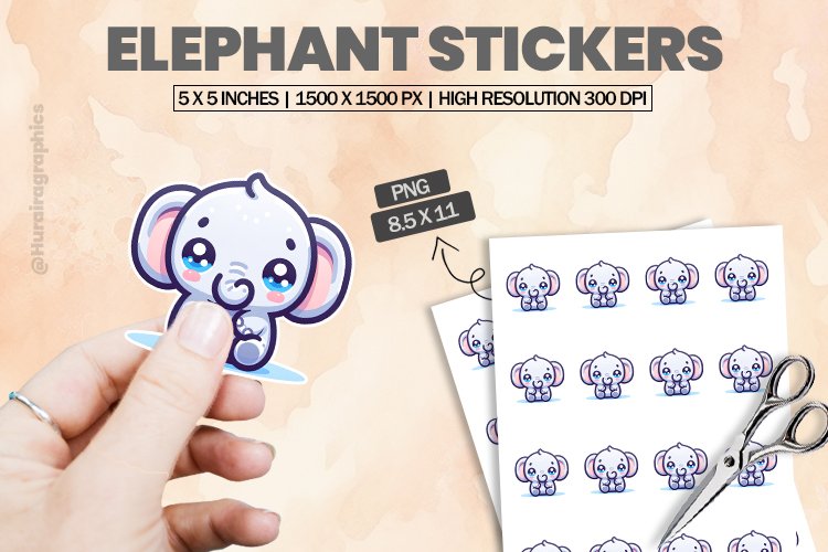 Elephant|Printable Animal Sticker