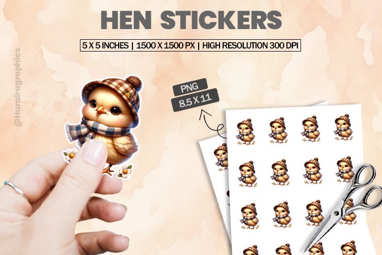 Hen|Printable Animal Sticker example image 1
