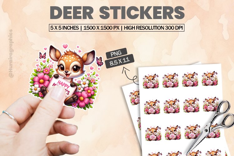 Deer|Printable Animal Sticker example image 1