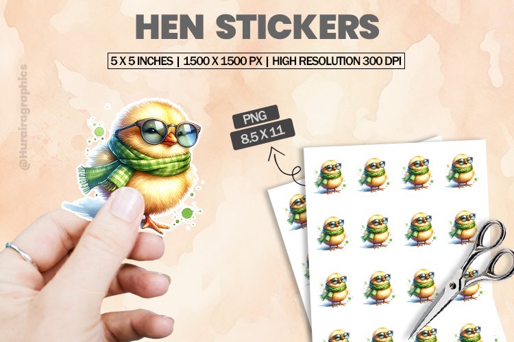 Hen|Printable Animal Sticker