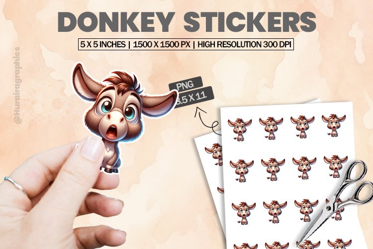 Donkey|Printable Animal Sticker
