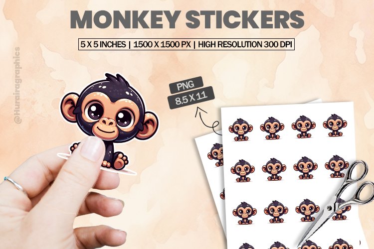 Monkey|Printable Animal Sticker