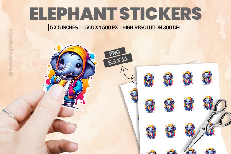 Elephant|Printable Animal Sticker