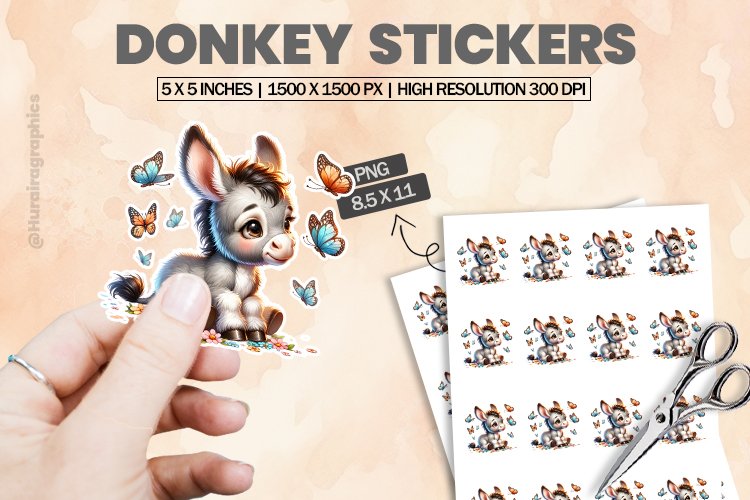 Donkey|Printable Animal Sticker