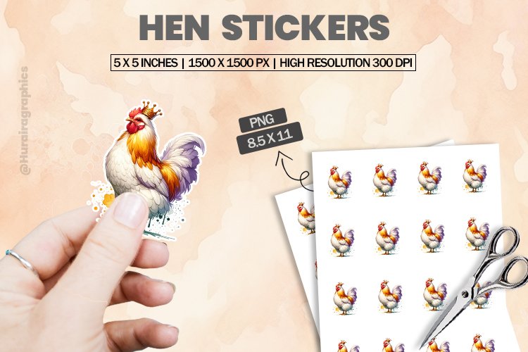 Hen|Printable Animal Sticker