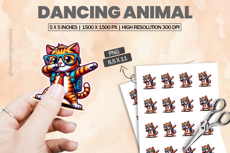 Dancing Animal |Printable Animal Sticker example image 1