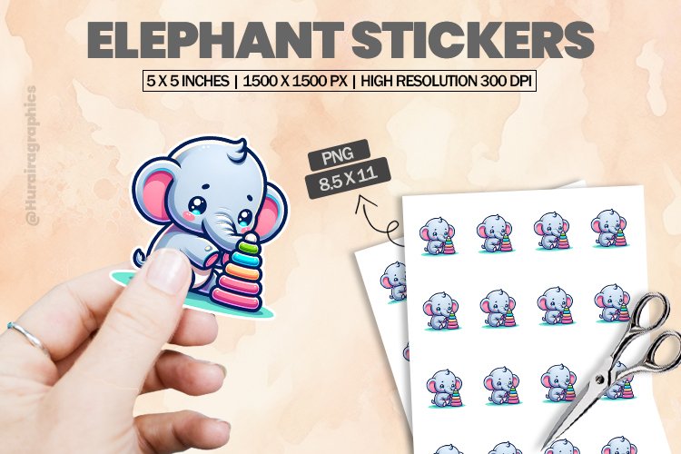 Elephant|Printable Animal Sticker