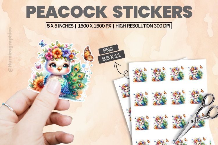 Peacock|Printable Animal Sticker