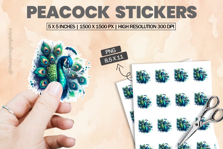 Peacock|Printable Animal Sticker
