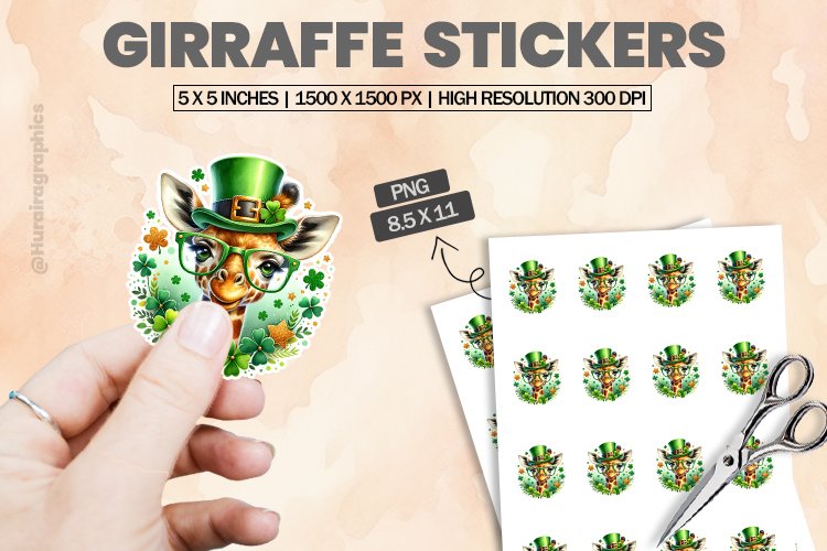 Girraffe|Printable Animal Sticker example image 1