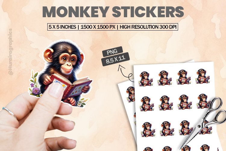 Monkey|Printable Animal Sticker