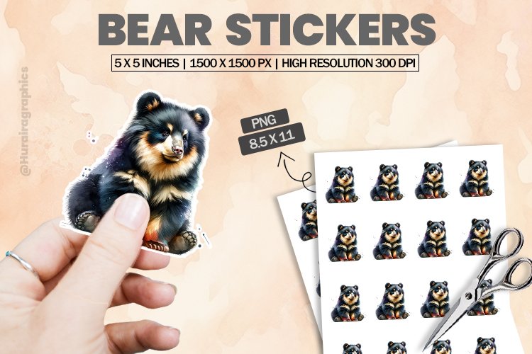 Bear|Printable Animal Sticker