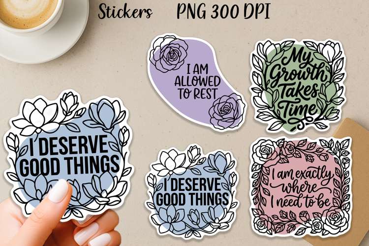 Floral Self Love Stickers PNG