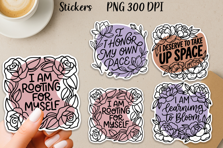 Botanical Affirmation Stickers PNG