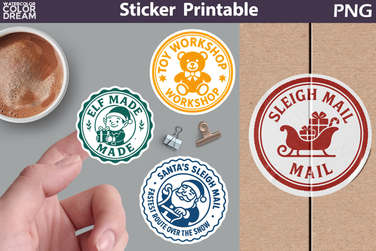 Christmas Stamp Sticker Printable | Santa Claus Sticker