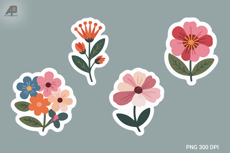 Cute Flower Stickers Design