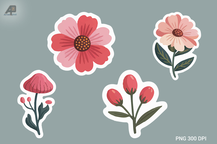 Cute Flower Stickers Design