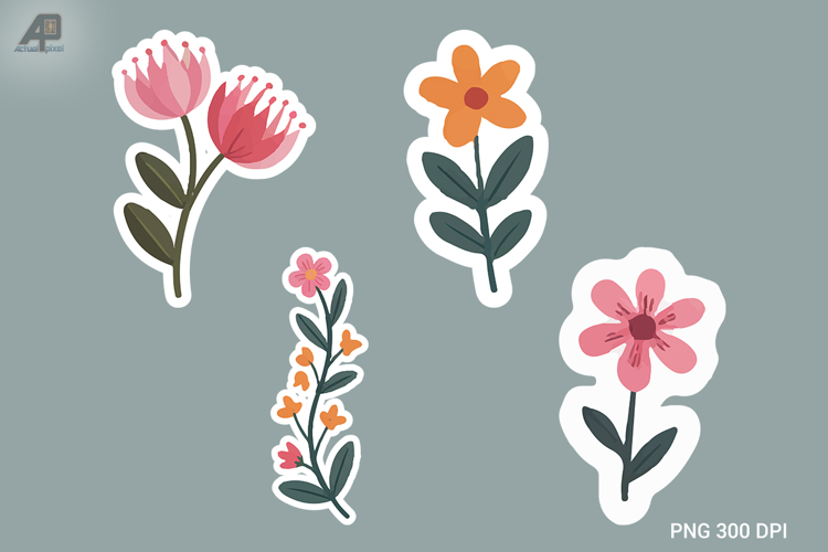 Cute Flower Stickers Design