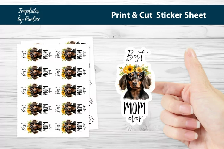 Dachshund Printable Sticker Sheet, Dog Mom Digital Sticker