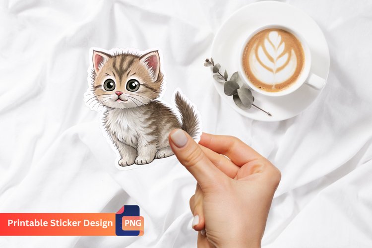 Baby Cat Sticker, Adorable Cat Sticker