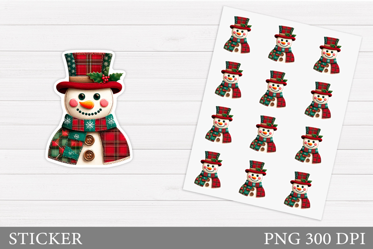 Cute Snowman Sticker Design. Christmas Sticker Printable