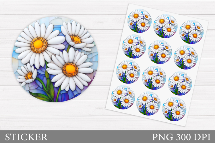 Daisy Flowers Sticker Design. Floral Sticker Printable
