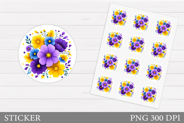 Flowers Sticker Design. Floral Sticker Printable