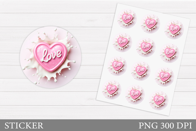 Heart Sticker Printable. Valentines Sticker Design