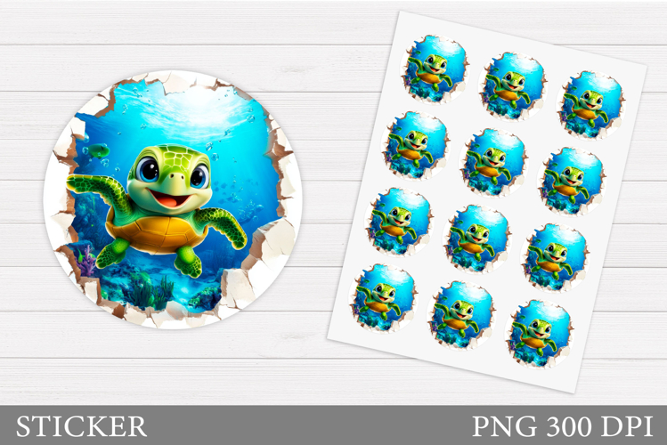 Turtle Sticker Design. Sea Turtle Sticker Printable