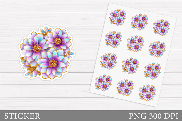 Flowers Sticker Design. Floral Sticker Printable