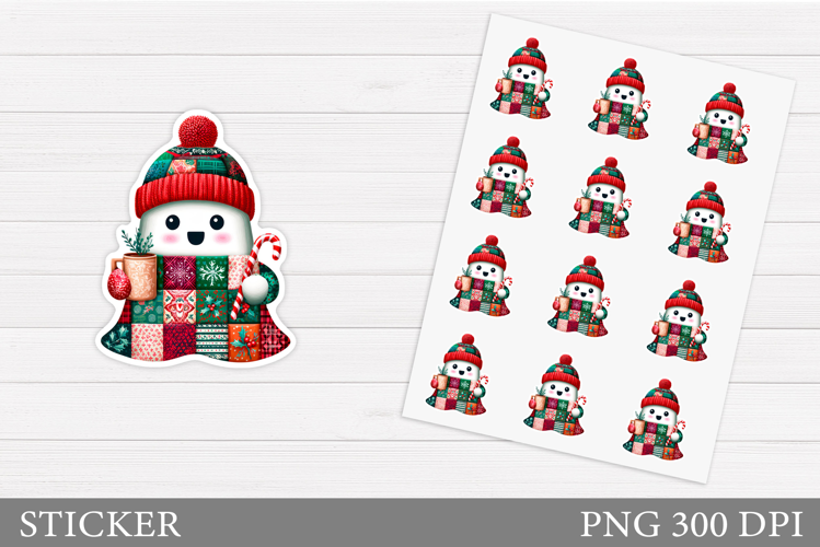 Christmas Ghost Sticker Design. Christmas Sticker Printable