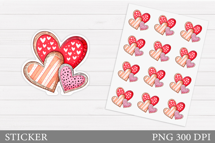 Hearts Stickers Printable. Valentines Sticker Design