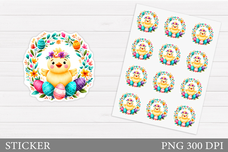 Easter Chick Sticker Design. Cute Chick Sticker Printable