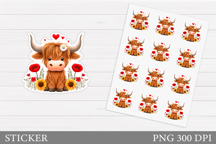 Cute Cow Sticker Design. Cow Sticker Printable