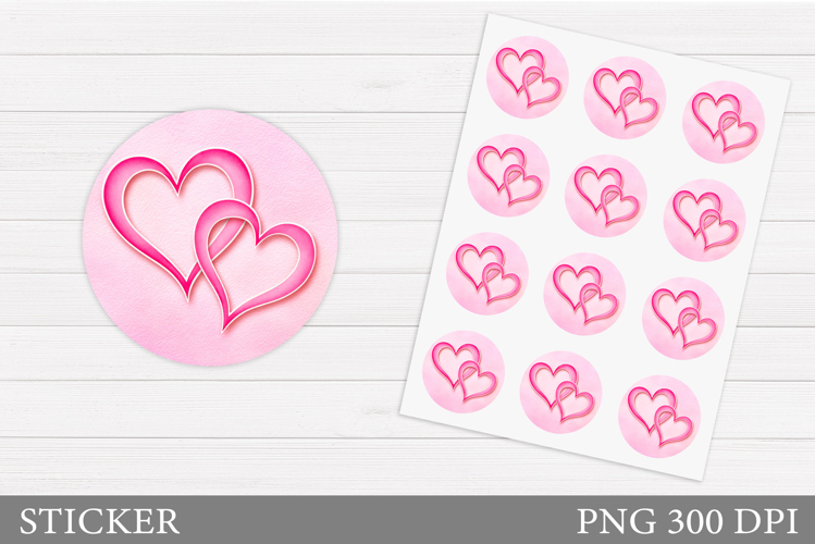 Hearts Stickers Printable. Valentines Sticker Design