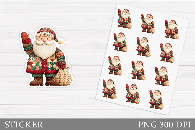 Santa Claus Sticker Design. Christmas Sticker Printable