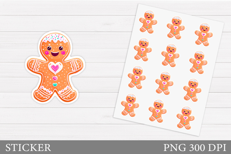 Gingerbread Sticker Design. Christmas Sticker Template