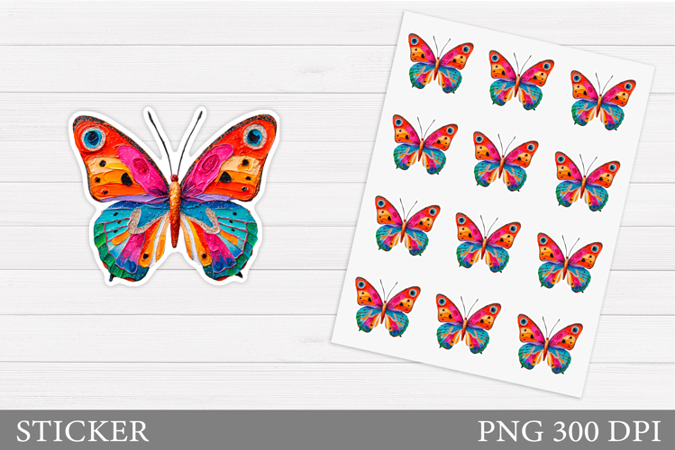 Butterfly Sticker Design. Summer Sticker Printable